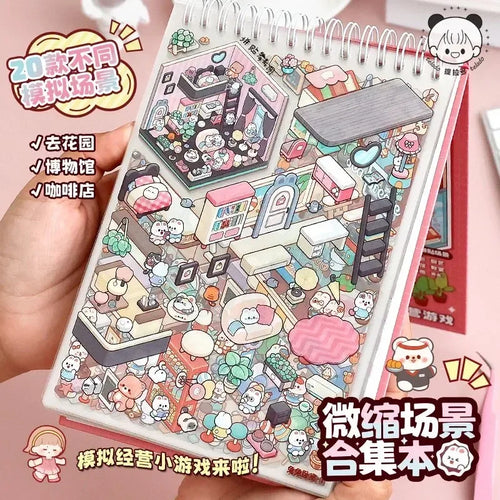 20Pcs 20in1 Cartoon Landscape Sticker Book DIY 3D Pocket Cabin Scene Stickers Gift for Kid Child