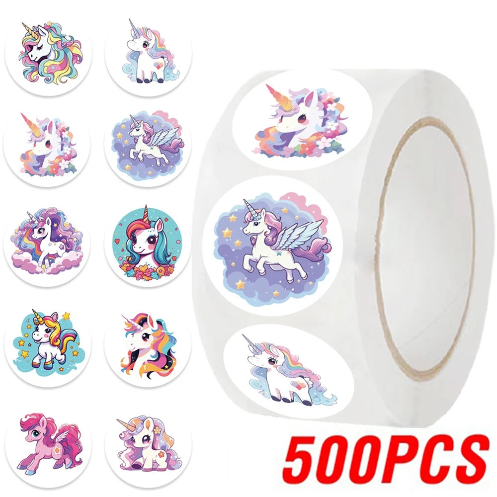 100-500pcs Cute Cartoon Unicorn Sticker Childrens Reward Gift Label Decoration Teacher Encouragement Student Stationery Sticker