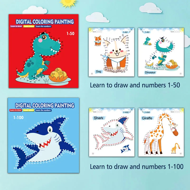 Line drawing, children's doodle books, learning numbers, early education to improve grades, fun drawing games, holiday gifts