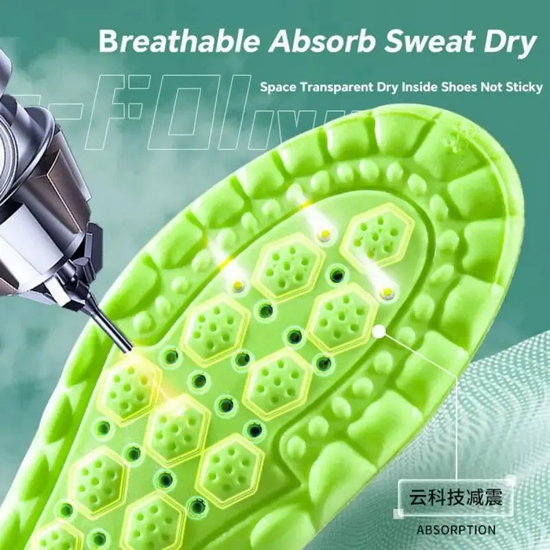 1Pair 4D Cloud Sport Insoles for Shoes PU Air Cushion Sole Soft Shock Absorption Deodorant Breathable Running Orthopedic Insoles