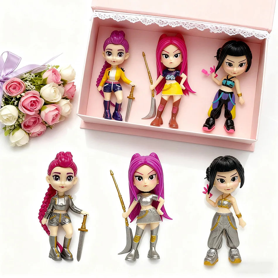 Hot Anime Figure K-pop Demon Hunters with Box Kawaii Boys Girls Gifts For Kids Fans Halloween Christmas Figure Decorative Gifts