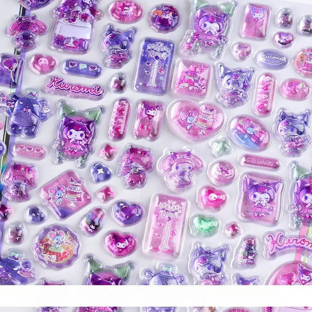 Sanrio Hellokitty Black Beauty 3D Jelly Sticker Toy Crystal Decoration Sticker Melody Anime Theme Children’s Art Craft Supplies