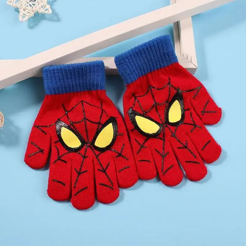 Marvel Spiderman Winter Children's Warm Gloves Marvel Anime Cartoon Knitted Gloves Cute Decoration Kids Christmas Gifts In Stock