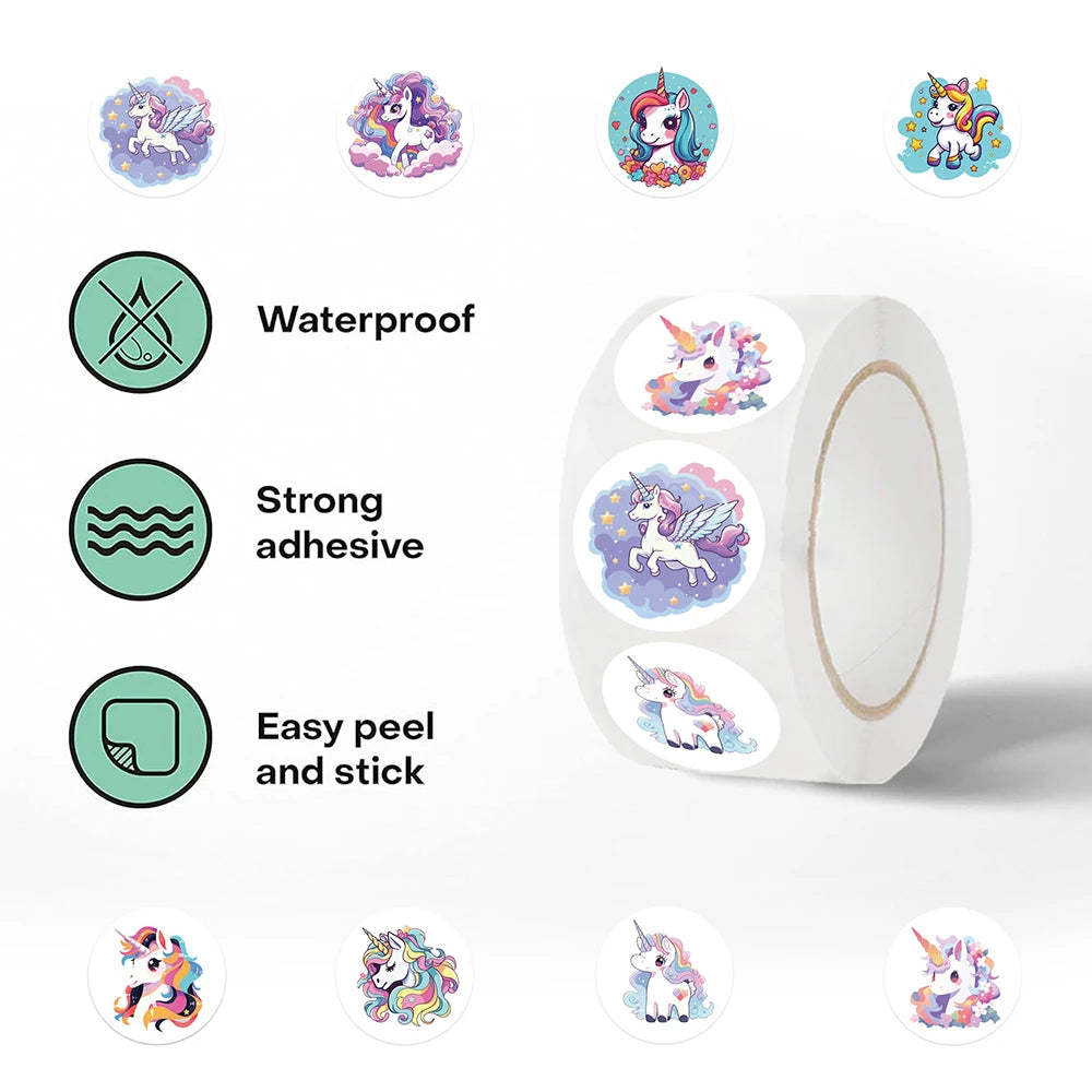 100-500pcs Cute Cartoon Unicorn Sticker Childrens Reward Gift Label Decoration Teacher Encouragement Student Stationery Sticker