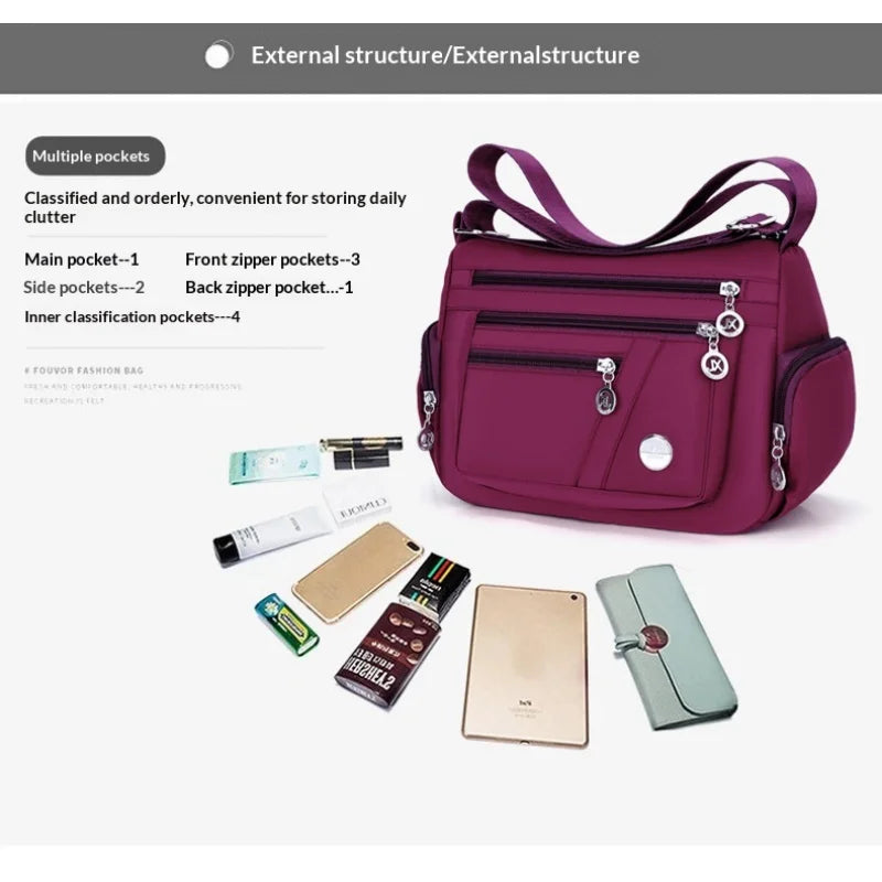 Multi layer leisure multifunctional men's and women's crossbody bag fabric bag fashion Oxford shoulder bag