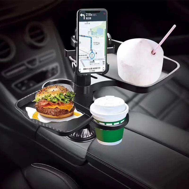 Car Cup Phone Holder Stand Mount Tray 360 Degree Rotation Table Slot Food Organized Adjustable Drink Accesories