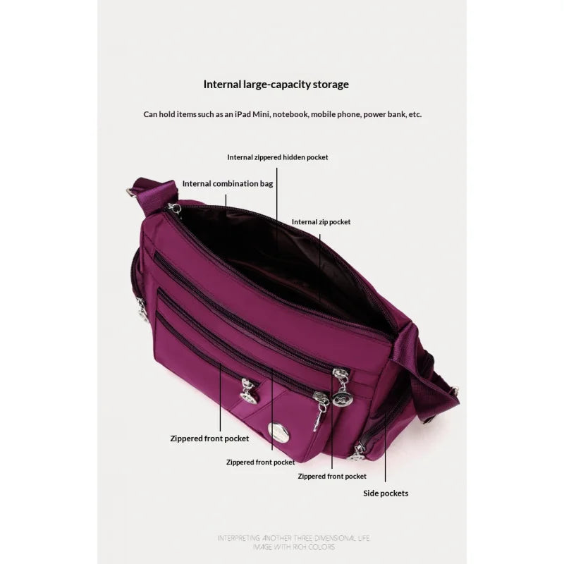 Multi layer leisure multifunctional men's and women's crossbody bag fabric bag fashion Oxford shoulder bag