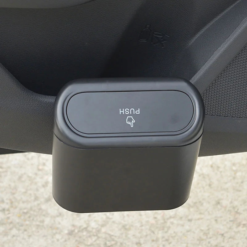 Hanging Car Trash Bin -Space-Saving Vehicle Garbage Can with Press-Open Lid - Durable Plastic Storage Box for Auto Organization