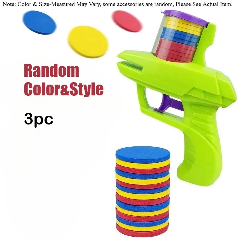 Double Player EVA Flying Disc Gun, Parent-Child Interactive Shooter Toy with Soft Bullets for Kids Outdoor Indoor Safety Game