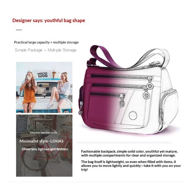 Multi layer leisure multifunctional men's and women's crossbody bag fabric bag fashion Oxford shoulder bag