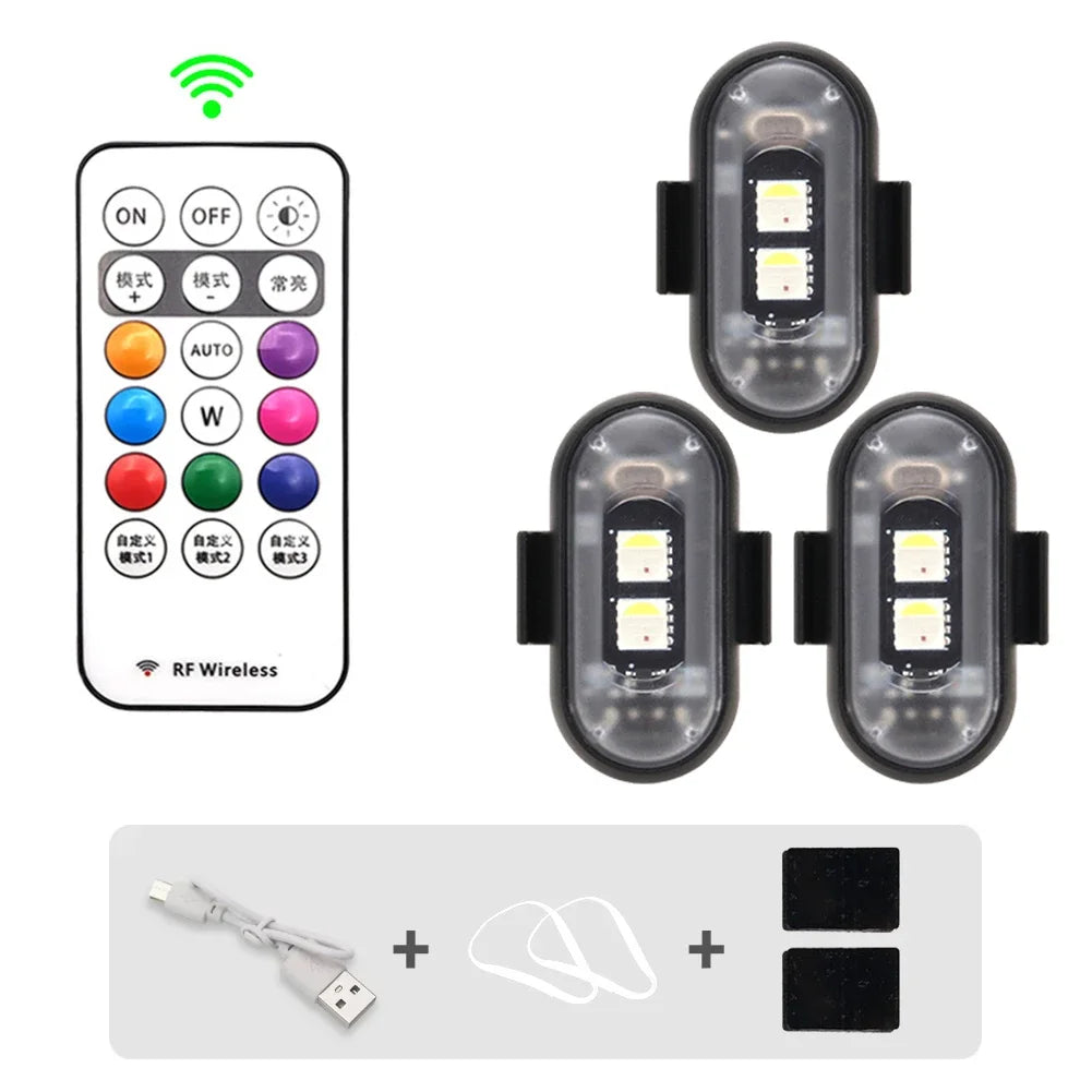 RGB Led Scooter Strobe Lights Bike LED Flash Position Wireless Light Aircraft Airplane Helicopter Warning Lights Accessories