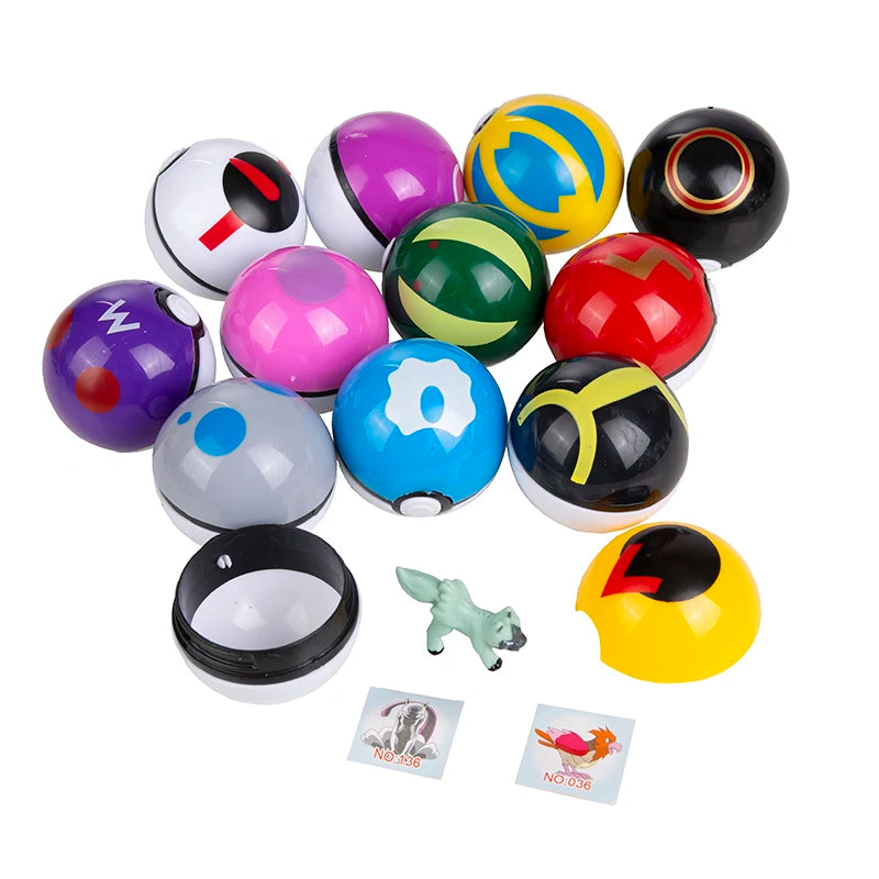 12Pcs/Set Pokemon OPP Bagged Pokeball Pikachu Action Figure Game Pocket Monster Genie Ball Model Anime Dolls Toy Children Gifts