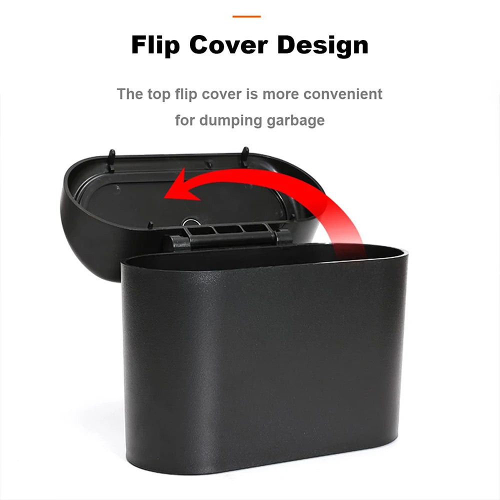 Hanging Car Trash Bin -Space-Saving Vehicle Garbage Can with Press-Open Lid - Durable Plastic Storage Box for Auto Organization
