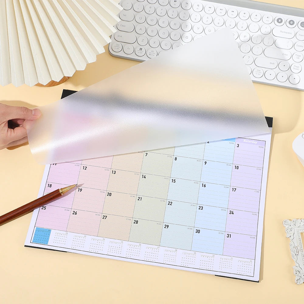 2026 Monthly Wall Calendar Rainbow Design Transparent Cover Large Format Planner (Jan-Dec 2026) For Students Home Organization