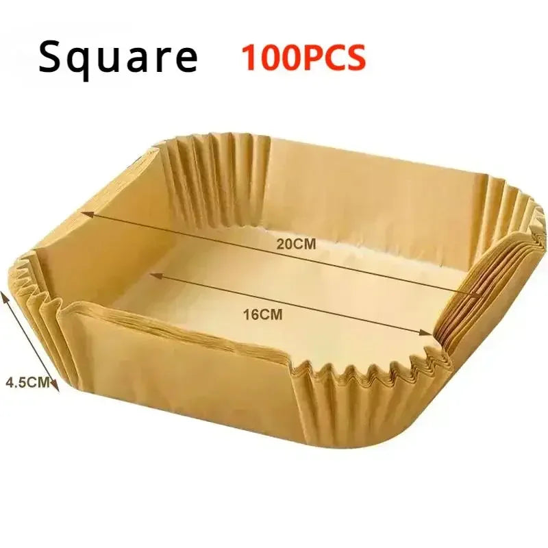 Air Fryer Paper 100pcs Disposable Air Frying Baking Paper Round Square Air Fryer Liners Baking Paper Air Fryer Accessories 50pcs