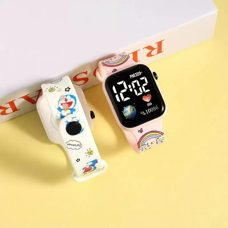 New  cartoon color printed student LED electronic watch fashionable printed square Y1 button electronic watch