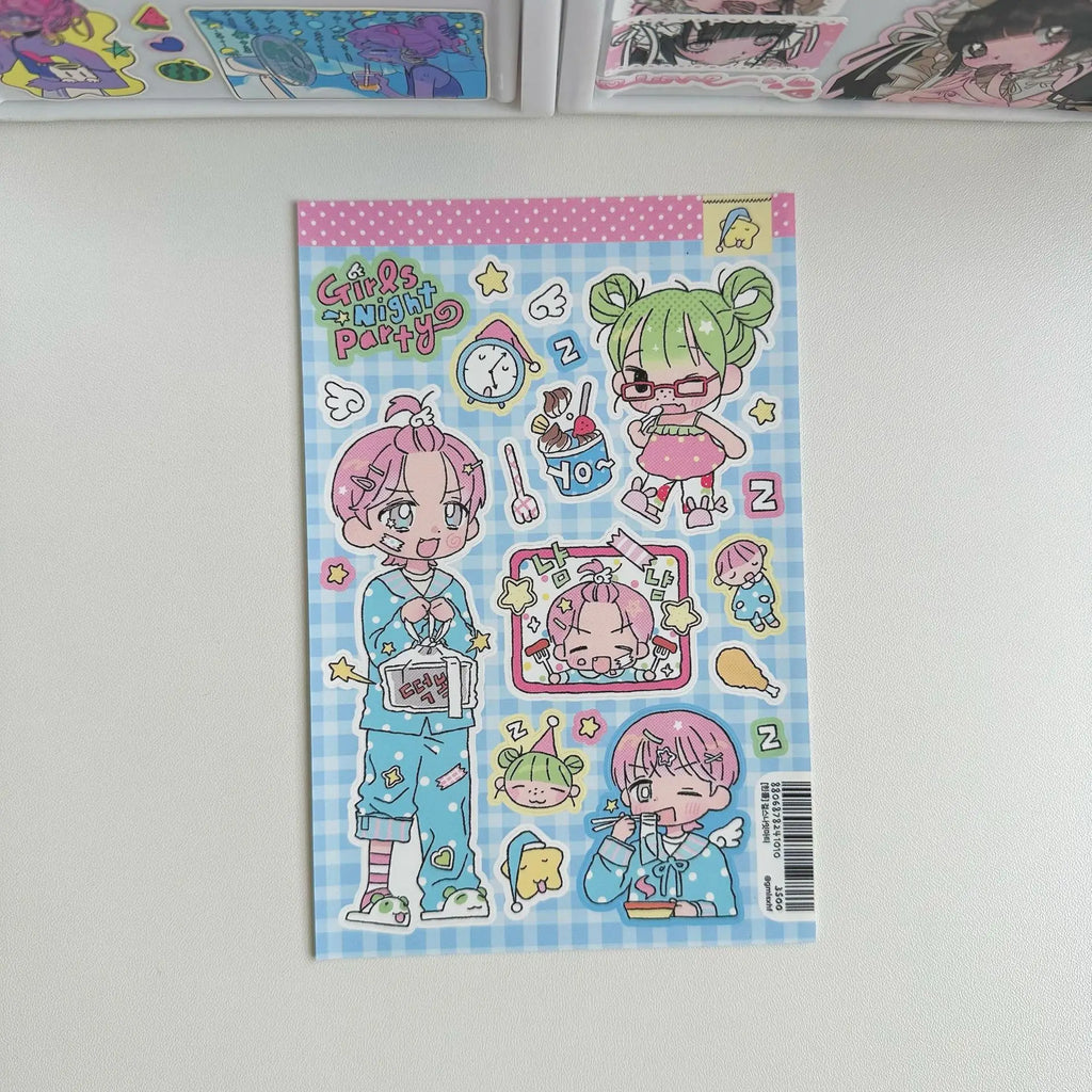 Cute Korean Stickers Cute Girl Cartoon Character Stickers Hand Account Planner Diary Scrapbook Stationery DIY Decorative Sticker